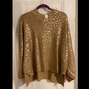NEW Boutique rust gold sweater with cheetah print